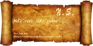 Nánai Sándor névjegykártya