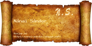Nánai Sándor névjegykártya
