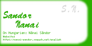 sandor nanai business card